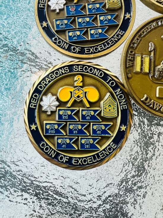 Military Issue Other - Vintage US Army Red Dragons Second to None 2nd Chemical Battalion Challenge Coin